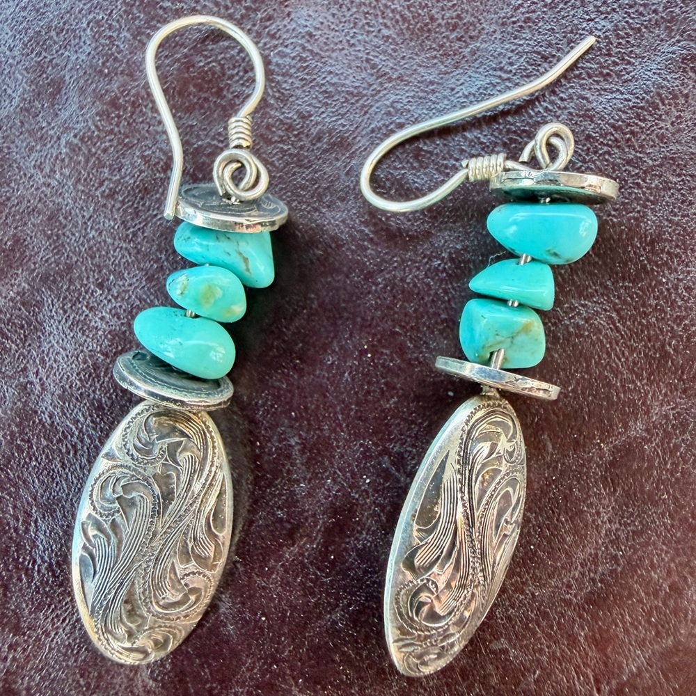 Vintage Vogt Silversmiths Sterling Silver Turquoise Earrings | Cowgirl Western